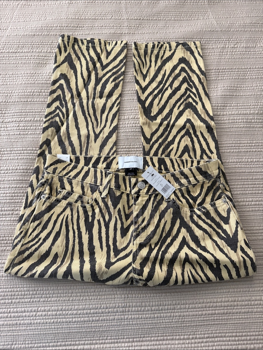 Current/Elliott The Ruby Crop in Natural Zebra Print jeans | Sz 27